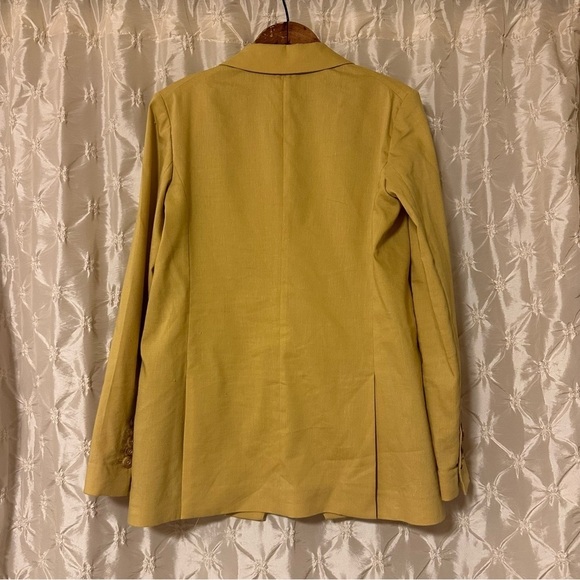 Veronica Beard Nisha Double Breasted Blazer Vintage Yellow Linen Jacket - Picture 5 of 16